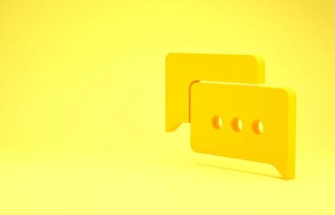 Yellow Speech bubble chat icon isolated on yellow background. Message icon. C Illustrazione stock