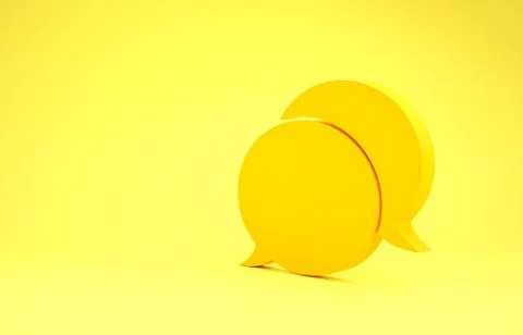 Yellow Speech bubble chat icon isolated on yellow background. Message icon. C 스톡 일러스트