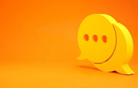 Yellow Speech bubble chat icon isolated on orange background. Message icon. C Illustrazione stock