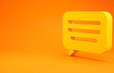 Yellow Speech bubble chat icon isolated on orange background. Message icon. C 스톡 일러스트
