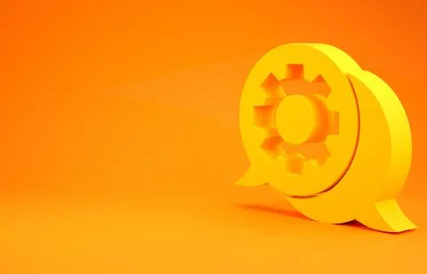 Yellow Speech bubble chat icon isolated on orange background. Message icon. C Illustrazione stock