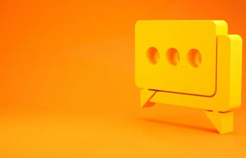 Yellow Speech bubble chat icon isolated on orange background. Message icon. C Stock Illustration