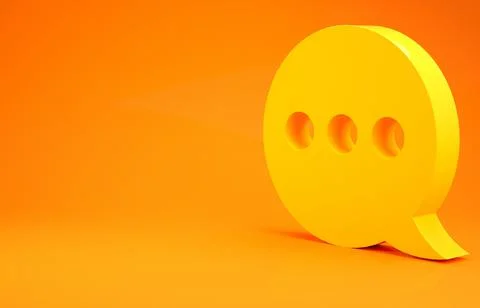 Yellow Speech bubble chat icon isolated on orange background. Message icon. C Illustrazione stock