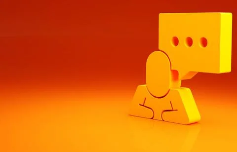 Yellow Speech bubble chat icon isolated on orange background. Message icon. C Illustrazione stock