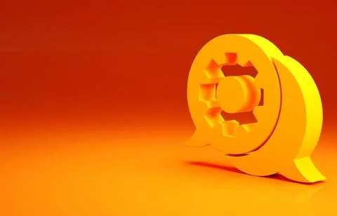 Yellow Speech bubble chat icon isolated on orange background. Message icon. C Illustrazione stock