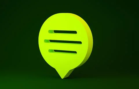 Yellow Speech bubble chat icon isolated on green background. Message icon. Co Stock Illustration