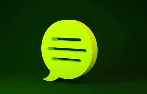 Yellow Speech bubble chat icon isolated on green background. Message icon. Co Stockillustratie