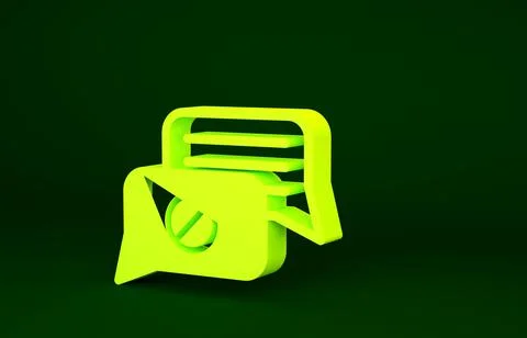 Yellow Speech bubble chat icon isolated on green background. Message icon. Co Illustrazione stock