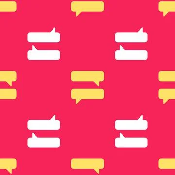 Yellow Speech bubble chat icon isolated seamless pattern on red background Stock Illustration