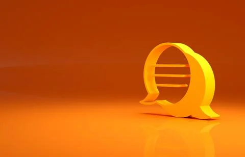 Yellow Speech bubble chat icon isolated on orange background. Message icon Illustrazione stock