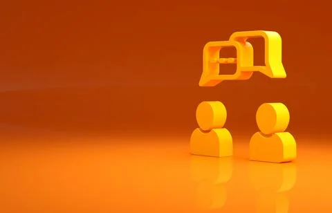 Yellow Speech bubble chat icon isolated on orange background. Message icon 스톡 일러스트