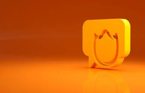 Yellow Speech bubble chat icon isolated on orange background. Message icon Illustrazione stock