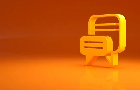 Yellow Speech bubble chat icon isolated on orange background. Message icon Illustrazione stock