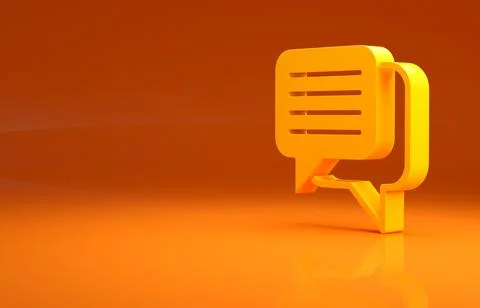 Yellow Speech bubble chat icon isolated on orange background. Message icon 스톡 일러스트