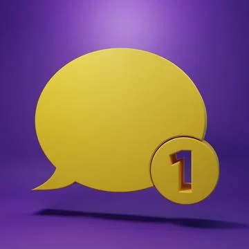 Yellow Speech bubble chat icon isolated on purple background. Message icon... Stock Illustration