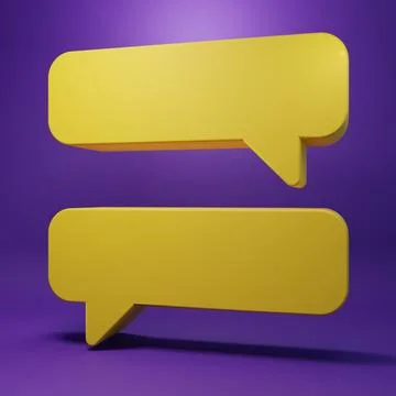 Yellow Speech bubble chat icon isolated on purple background. Message icon... Stockfoto's