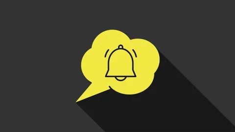 Yellow Speech bubble with chat notification icon isolated on grey background Stock Footage 147699944