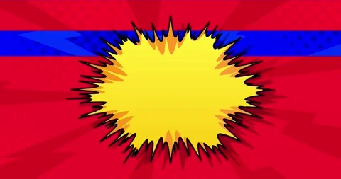 Yellow Speech Bubble on colorful comic book background Stock Footage 169622304