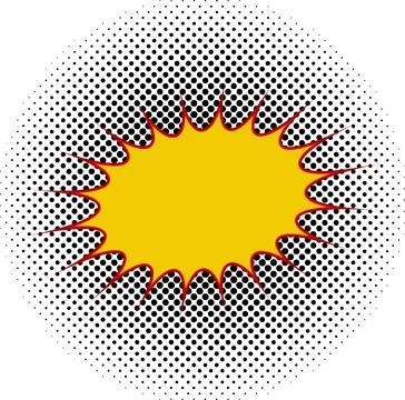 Yellow speech bubble comic book with halftone Stock Illustration