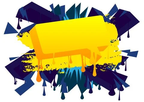 Yellow Speech Bubble Graffiti on blue Background. Urban painting style back.. Stock Illustration