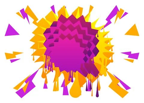 Yellow Speech Bubble Graffiti with purple elements isolated on white Backgr.. Illustrazione stock