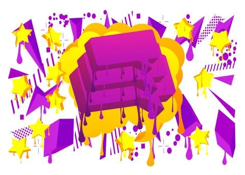 Yellow Speech Bubble Graffiti with purple elements isolated on white Backgr.. イラスト素材