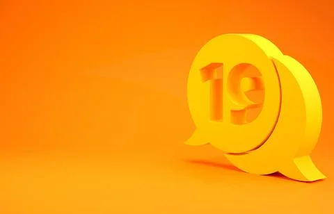 Yellow Speech bubble with happy easter icon isolated on orange background. Mi 스톡 일러스트