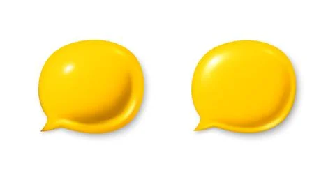 Yellow speech bubble icons. Chat comment icons set. 3d talk message box. Social Stock Illustration