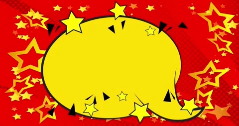 Yellow speech bubble on red background Stock Footage 265125167