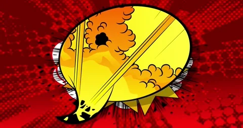 Yellow speech bubble on red pop art background Stock Footage 265125140