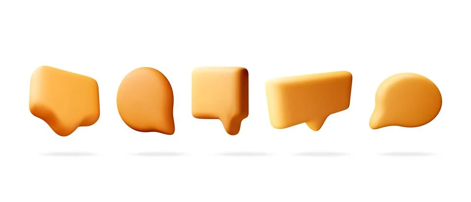 Yellow speech bubble set in 3d render. 스톡 일러스트