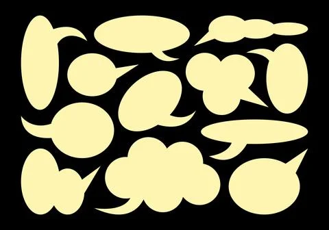 Yellow speech bubble shapes in retro cartoon style. Stock Illustration