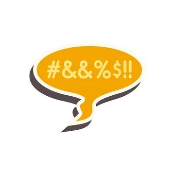 Yellow speech bubble showing expletive symbols Stock Illustration