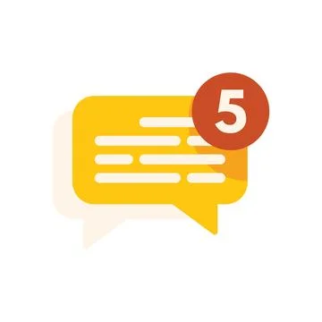 Yellow speech bubble showing five new messages notification Stock Illustration