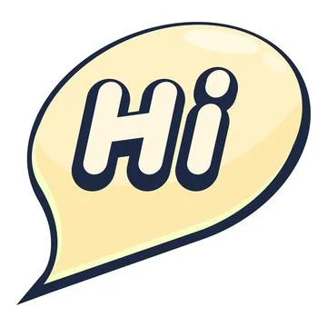 Yellow speech bubble showing hi greeting Illustrazione stock