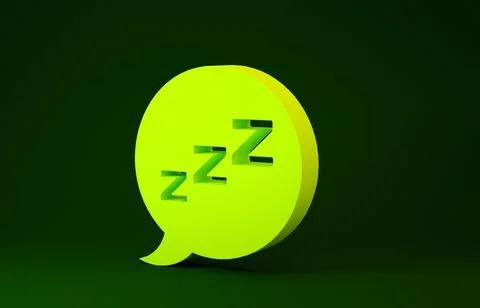 Yellow Speech bubble with snoring icon isolated on green background. Concept  스톡 일러스트