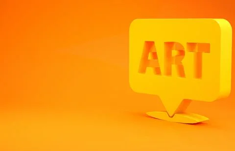 Yellow Speech bubble with text art icon isolated on orange background. Messag Illustrazione stock