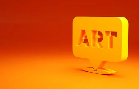 Yellow Speech bubble with text art icon isolated on orange background. Message Stock Illustration