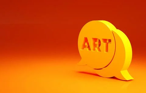 Yellow Speech bubble with text art icon isolated on orange background. Message Stock Illustration