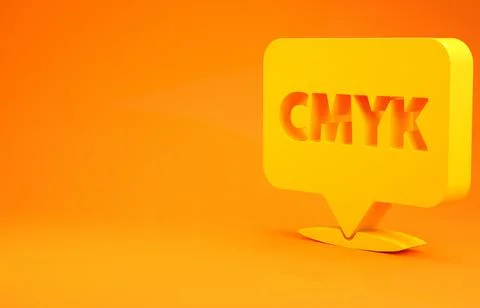 Yellow Speech bubble with text CMYK icon isolated on orange background. Minim 库存插图
