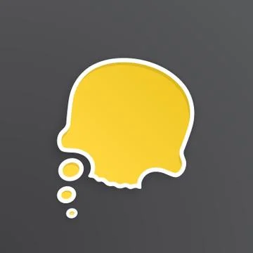 Yellow speech bubble for thoughts at skull shape Stock Illustration