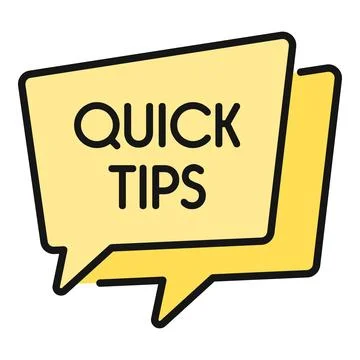 Yellow speech bubbles displaying quick tips information Stock Illustration
