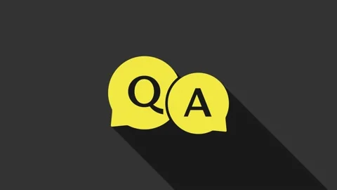 Yellow Speech bubbles with Question and Answer icon isolated on grey background Stock Footage 147696291