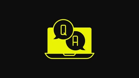 Yellow Speech bubbles with Question and Answer icon isolated on black background Stock Footage 233082281