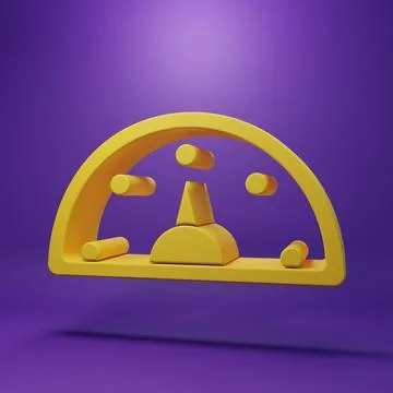 Yellow Speedometer icon isolated on purple background. Minimalism concept. .. イラスト素材