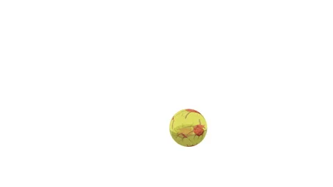 Yellow sphere with pattern jumping white background 3d rendering Stock Footage 236217401