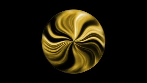 Yellow sphere with a vortex inside on a black background. Abstract animation of Stock Footage 276225013