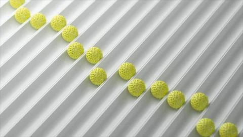 Yellow spheres moving along parallel white channels Stock Illustration