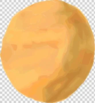 Yellow spherical object is floating in flat style on transparent backdrop with Illustration
