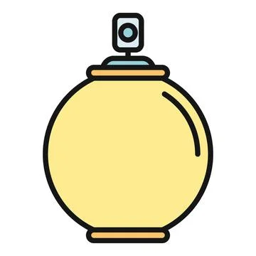 Yellow spherical perfume bottle with spray nozzle design Stock Illustration